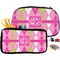 Pink & Green Argyle Pencil / School Supplies Bags Small and Medium
