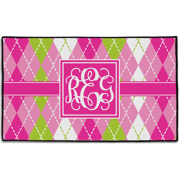 Custom Pink & Green Argyle Door Mat - 60"x36" (Personalized)