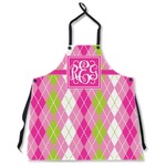 Pink & Green Argyle Apron Without Pockets w/ Monogram