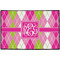 Pink & Green Argyle Door Mat - 36"x24" (Personalized)