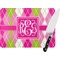 Pink & Green Argyle Personalized Glass Cutting Board
