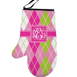 Pink & Green Argyle Left Oven Mitt (Personalized)