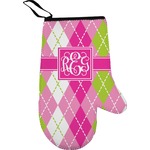 Pink & Green Argyle Right Oven Mitt (Personalized)