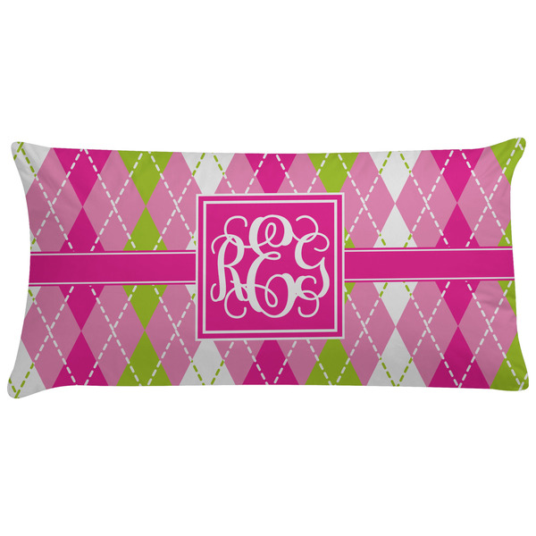 Custom Pink & Green Argyle Pillow Case (Personalized)