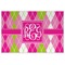 Pink & Green Argyle Laminated Placemat w/ Monogram