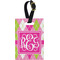 Pink & Green Argyle Plastic Luggage Tag - Rectangular w/ Monogram