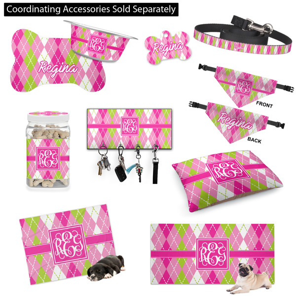 Pink & Green Argyle Customized Pet Accessories