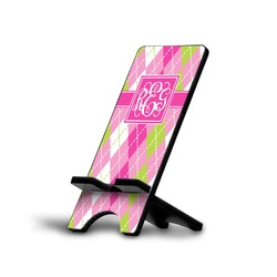 Pink & Green Argyle Cell Phone Stand (Personalized)