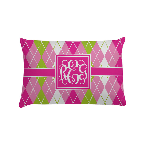Custom Pink & Green Argyle Pillow Case - Standard (Personalized)