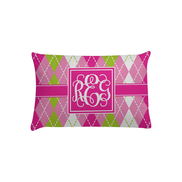 Custom Pink & Green Argyle Pillow Case - Toddler (Personalized)