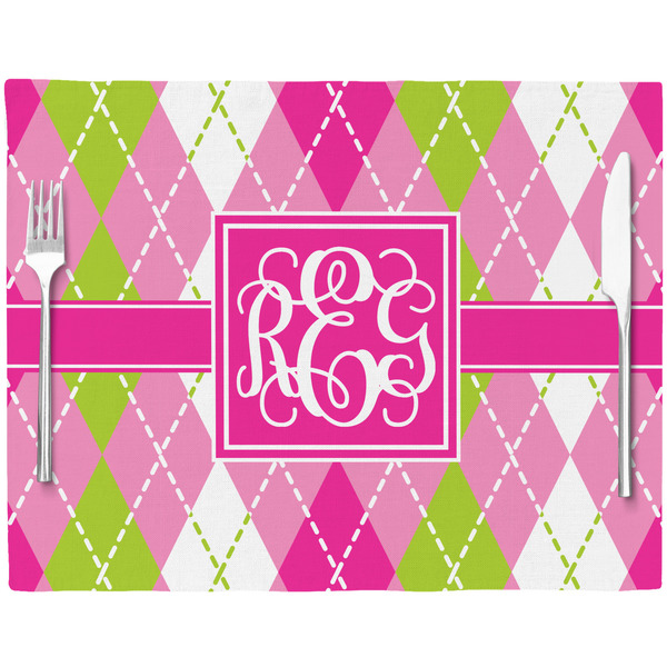 Pink & Green Argyle Placemat with Props