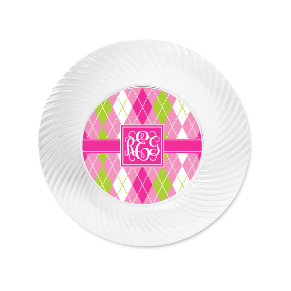 Pink & Green Argyle Plastic Party Appetizer & Dessert Plates - Approval