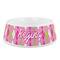 Pink & Green Argyle Plastic Dog Bowl - Medium (Personalized)