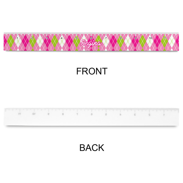 Pink & Green Argyle Plastic Ruler - 12" - APPROVAL