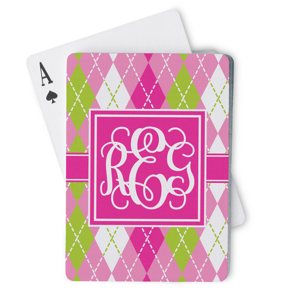 Custom Pink & Green Argyle Playing Cards (Personalized)