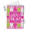 Pink & Green Argyle Playing Cards - Front View