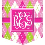 Pink & Green Argyle Iron On Faux Pocket (Personalized)