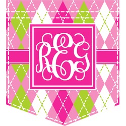 Pink & Green Argyle Iron On Faux Pocket (Personalized)