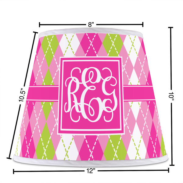 Pink & Green Argyle Poly Film Empire Lampshade - Dimensions