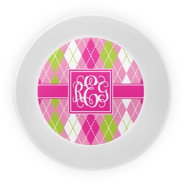 Pink & Green Argyle Melamine Bowl - Center