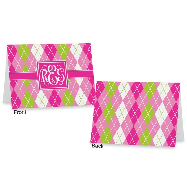 Pink & Green Argyle Postcard - Front and Back