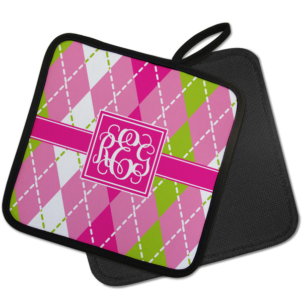 Pink & Green Argyle Pot Holders - PARENT MAIN
