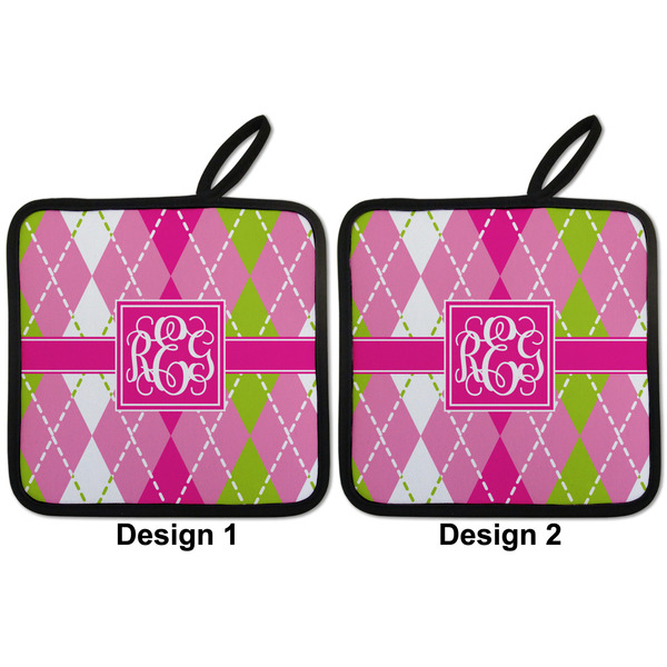 Pink & Green Argyle Pot Holders - Set of 2 APPROVAL