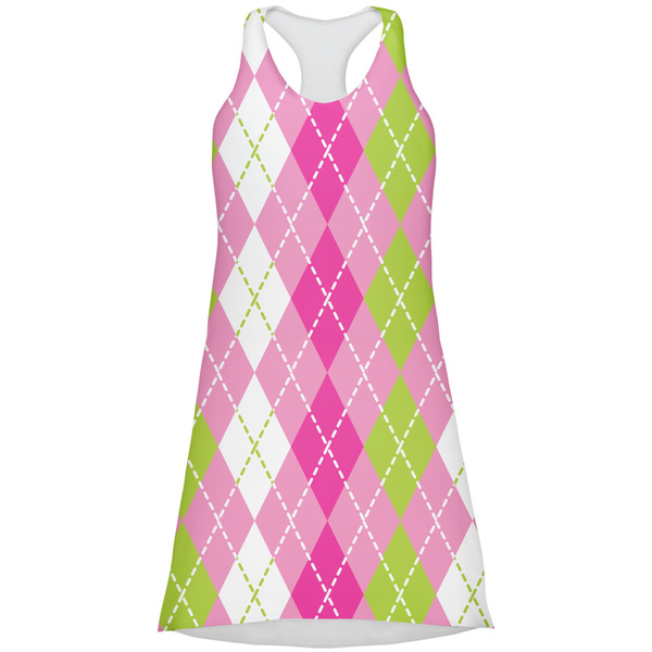 Custom Pink & Green Argyle Racerback Dress - X Small