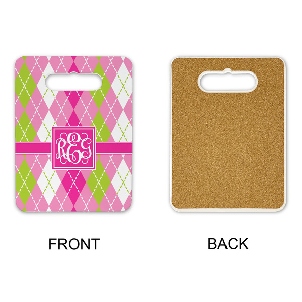 Pink & Green Argyle Rectangle Trivet with Handle - APPROVAL
