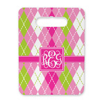 Pink & Green Argyle Rectangular Trivet with Handle (Personalized)