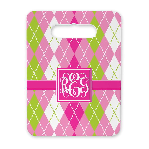 Custom Pink & Green Argyle Rectangular Trivet with Handle (Personalized)
