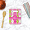 Pink & Green Argyle Rectangle Trivet with Handle - LIFESTYLE