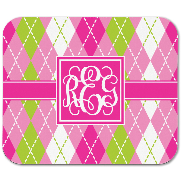 Pink & Green Argyle Rectangular Mouse Pad - APPROVAL