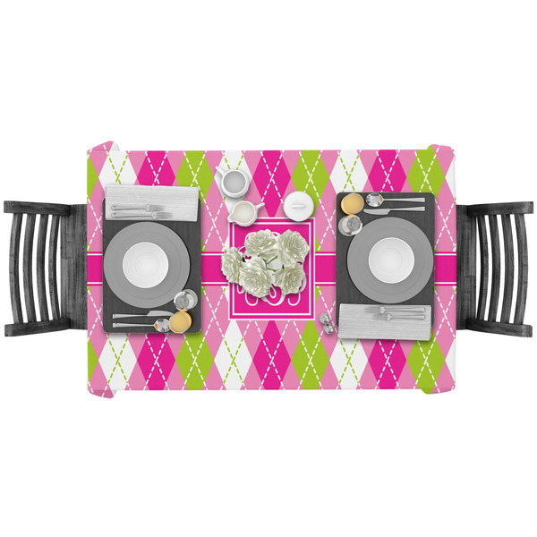 Pink & Green Argyle Rectangular Tablecloths - LIFESTYLE
