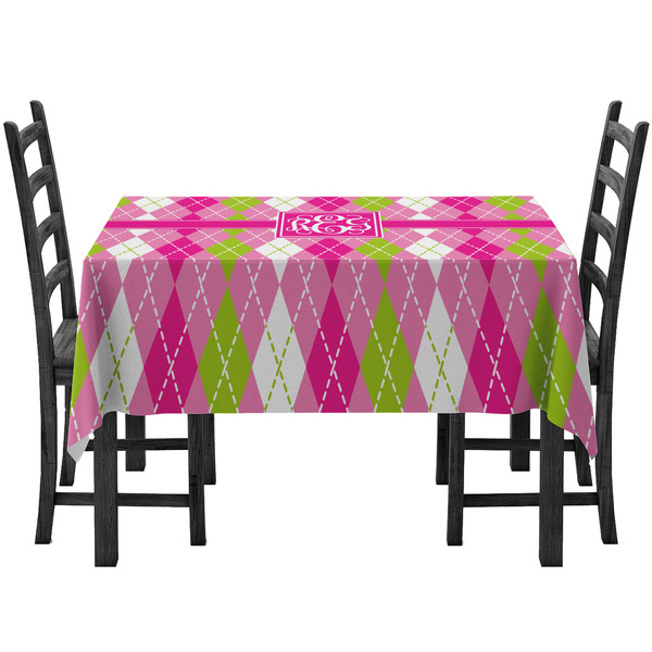 Custom Pink & Green Argyle Tablecloth (Personalized)