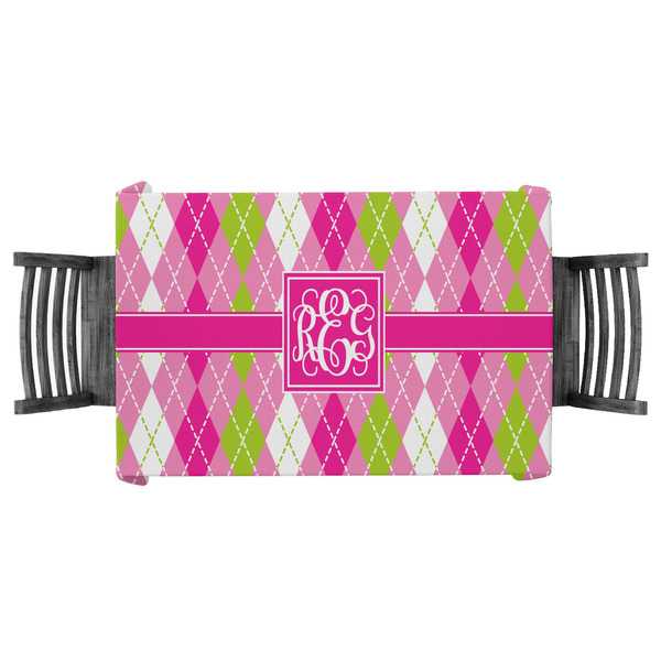 Custom Pink & Green Argyle Tablecloth - 58"x58" (Personalized)
