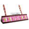 Pink & Green Argyle Red Mahogany Nameplates with Business Card Holder - Angle
