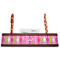 Pink & Green Argyle Red Mahogany Nameplates with Business Card Holder - Straight