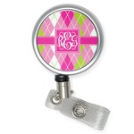 Pink & Green Argyle Retractable Badge Reel (Personalized)
