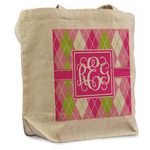 Pink & Green Argyle Reusable Cotton Grocery Bag (Personalized)