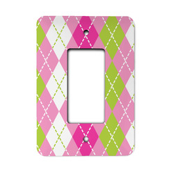 Pink & Green Argyle Rocker Style Light Switch Cover