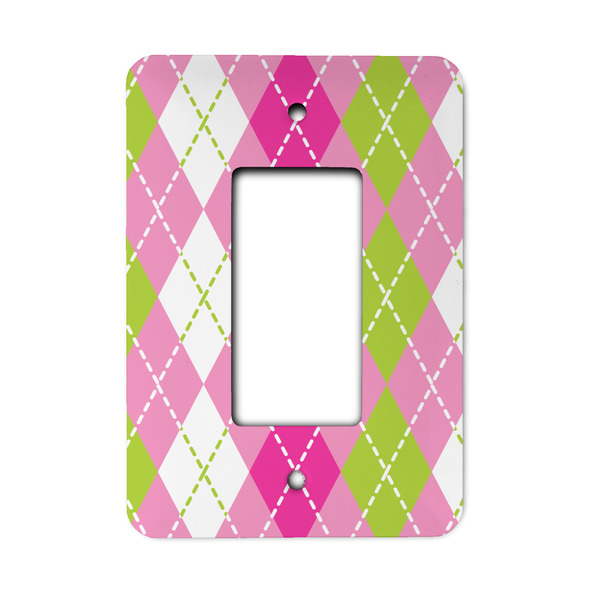 Custom Pink & Green Argyle Rocker Style Light Switch Cover