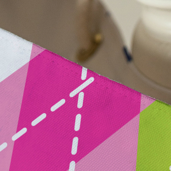 Pink & Green Argyle Large Rope Tote - Close Up View