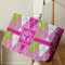 Pink & Green Argyle Large Rope Tote - Life Style