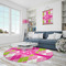 Pink & Green Argyle Round Area Rug - IN CONTEXT
