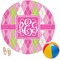 Pink & Green Argyle Round Beach Towel (Personalized)