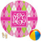 Pink & Green Argyle Round Beach Towel (Personalized)