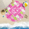 Pink & Green Argyle Round Beach Towel Lifestyle