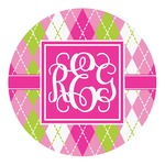 Pink & Green Argyle Round Decal - Large (Personalized)