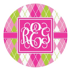 Pink & Green Argyle Round Decal (Personalized)